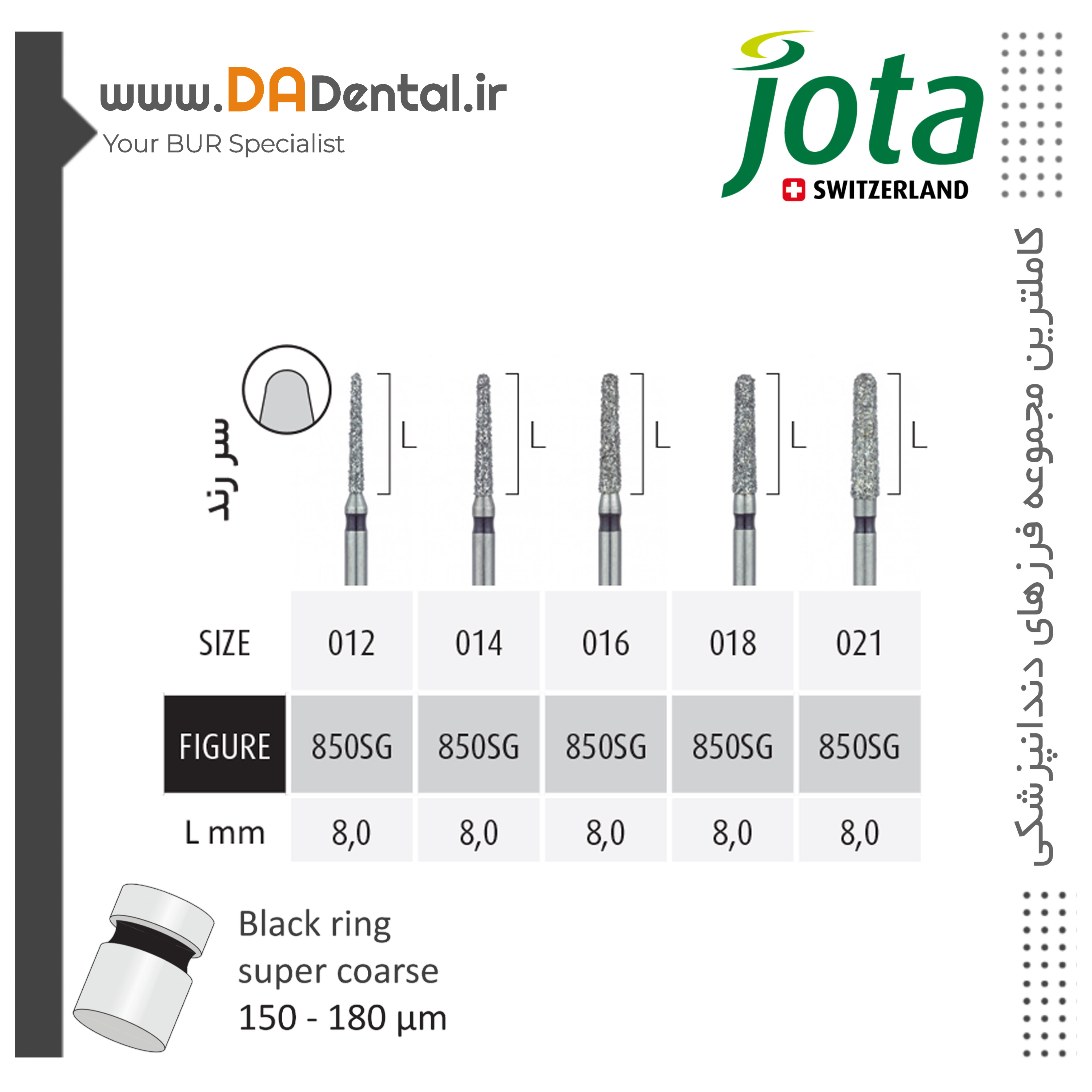فرز تیپر روند اند متوسط الماسی دور مشکی جوتا JOTA کد SG850