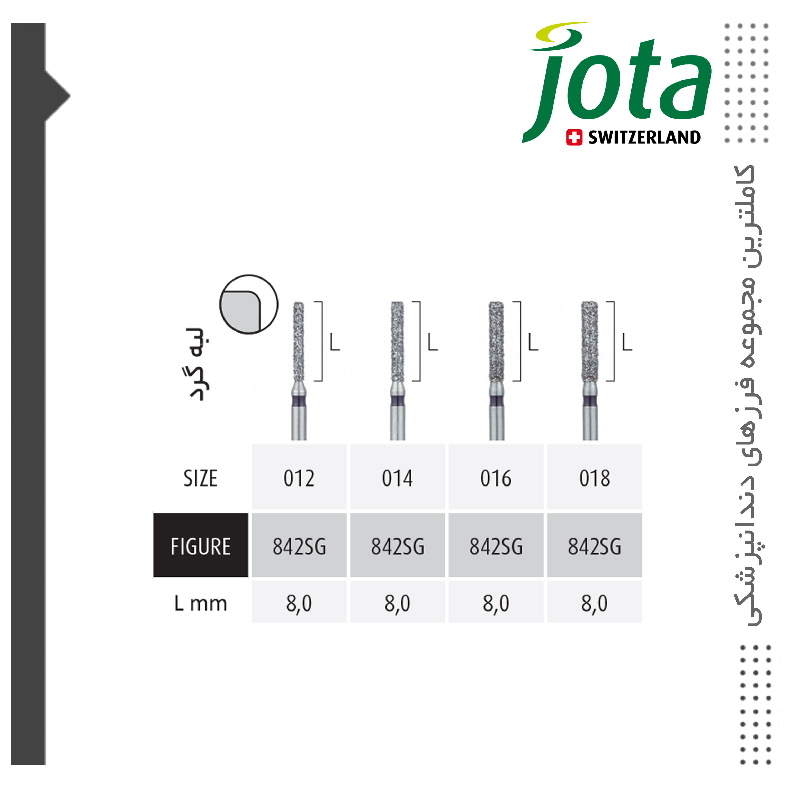 فرز فیشور بلند با لبه گرد الماسی دور مشکی جوتا JOTA کد SG842